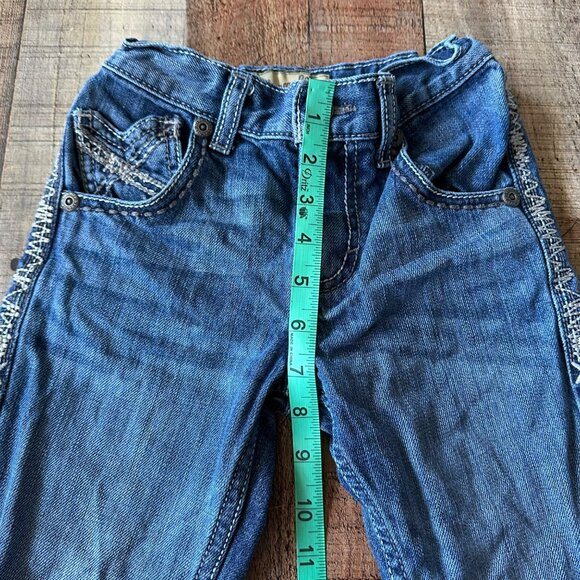 Wrangler 20X Girls Blue Jeans With Embroidered Pockets & Distressed Details - Picture 2 of 9